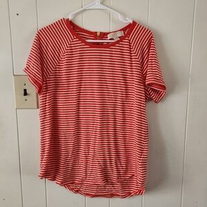 MICHAEL Michael Kors Red Striped Short Sleeve Top Size XL